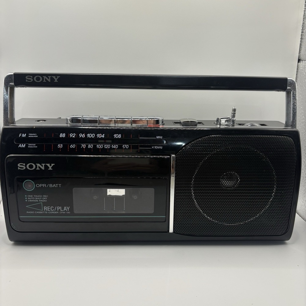 Sony CFM-130 AM/FM Radio Cassette Recorder Portable Tape Player Tested Read